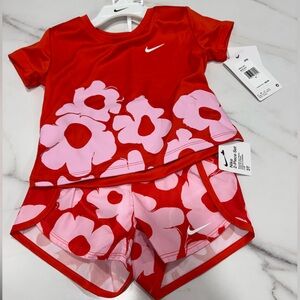 Nike Red and Pink Floral Baby Outfit